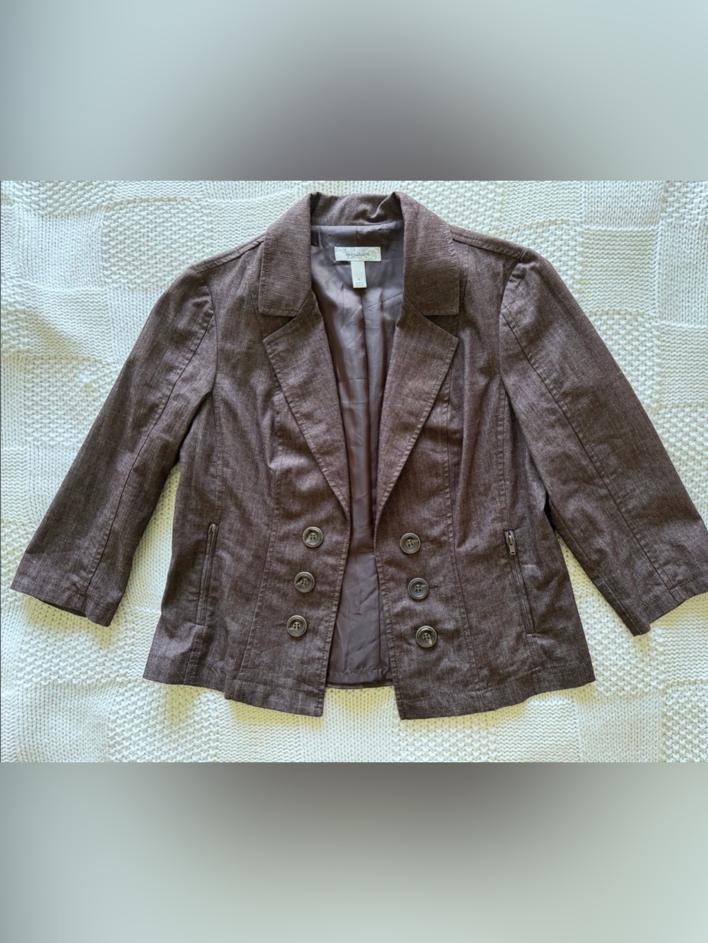 Dressbarn Brown Cropped Blazer Jacket Size Medium